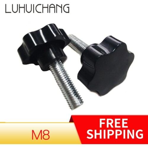 2pcs M8 Thread Star Shaped Clamping Nuts Knob For Industry Equipment Bakelite Plastic Head Handle Screw Head diameter 48