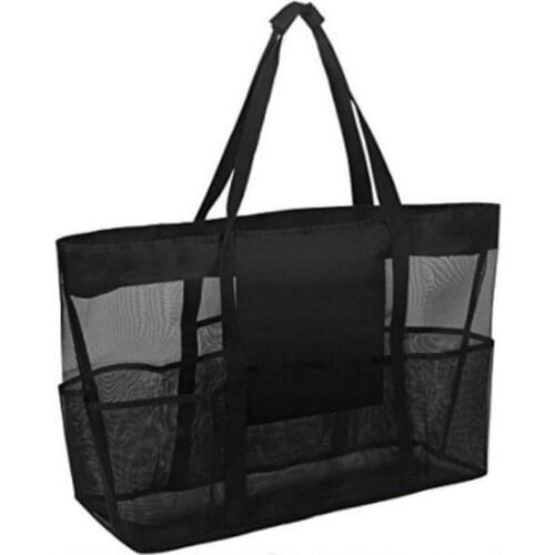 Beach Bag High Capacity Women Mesh Transparent Bag Large Picnic Bag Summer Swimming Mesh Storage Tote For Travel Camping