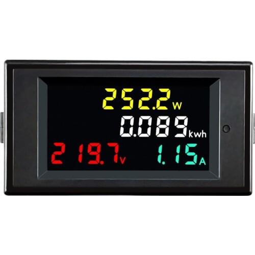 1Pcs Color Screen 180 Degrees LED Display Panel Meter with Voltmeter Ammeter Energy Meter Active Power 80-300V/200-450V 100A