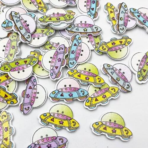 Mixed Color Wooden Pattern Sewing Buttons Scrapbooking Decorations 2-Holes WB436