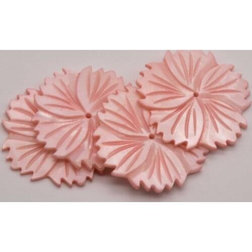 5 Pcs/Lot 33mm Natural Pink Shell Tooth Flower Jewelry Components For Making Diy Jewelry Accessories Wholesale Goods JA0202