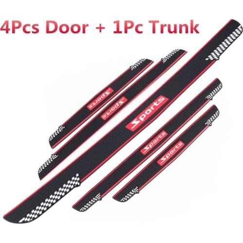 5pcs Car Door Scuff Sill & Trunk Bumper Protector Non-slip Cover Rubber Scuff Sill Cover Panel Step Bumper Scratch