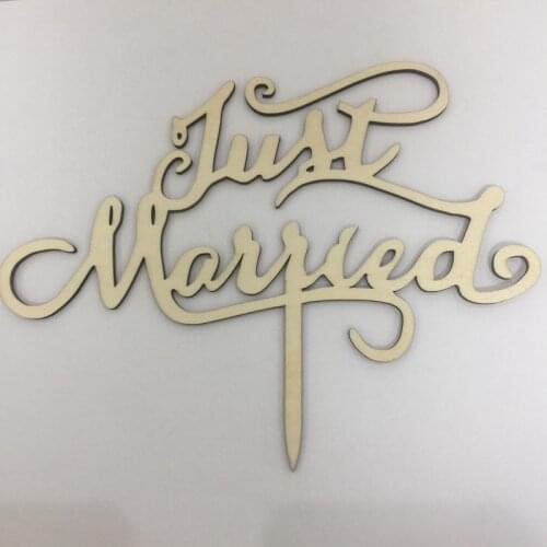 5pcs just married wooden cake topper wedding decoration free shipping