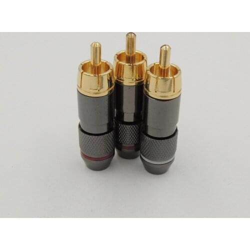 6pcs Gold Plated RCA Male Plug Adapter Audio Wire Solder Connector red and white