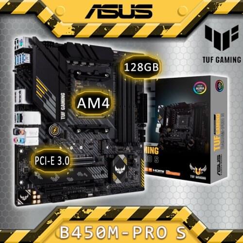 AM4 Asus TUF GAMING B450M-PRO S Gaming Motherboard AMD B450 M.2 SSD PCI-E 3.0 CrossFireX DDR4 CHIA AMD B450 Gaming Placa-mãe AM4