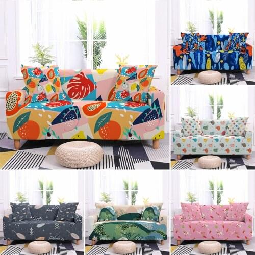 Cartoon Rabbit Dinosaur Pattern Sofa Slipcovers Elastic All-inclusive Couch Case Dustproof L-Style Armchair Cover 1/2/3/4 Seater