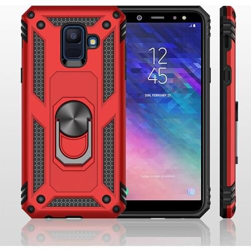 For Samsung Galaxy J6 A6 2018 J600F / J6 J4 Plus J610F Prime Case Dual Layer Military Armor Case Magnetic Ring Stand Hard Cover