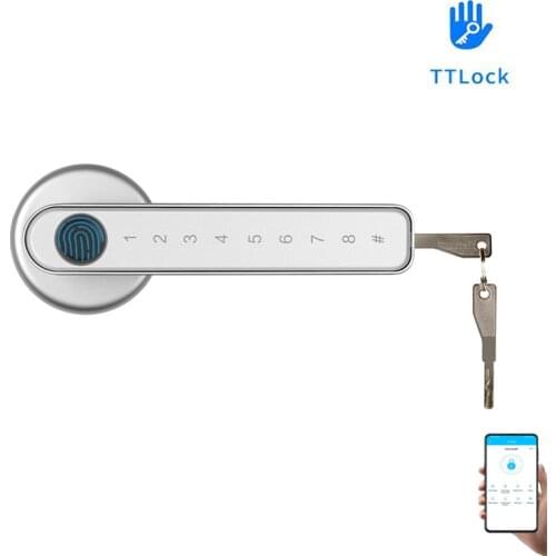 TTLock APP Phone Remote Control Smart Fingerprint Password Code Number Single Latch Lock With Key For Indoor Wooden Door Used