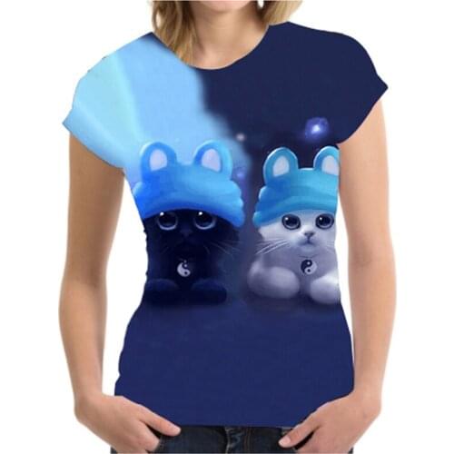 Street Leisure T Shirts for Women Tops Product New Pattern T-shirt-women-cotton New Product 2022 Oversize Kitten Hip Hop Black