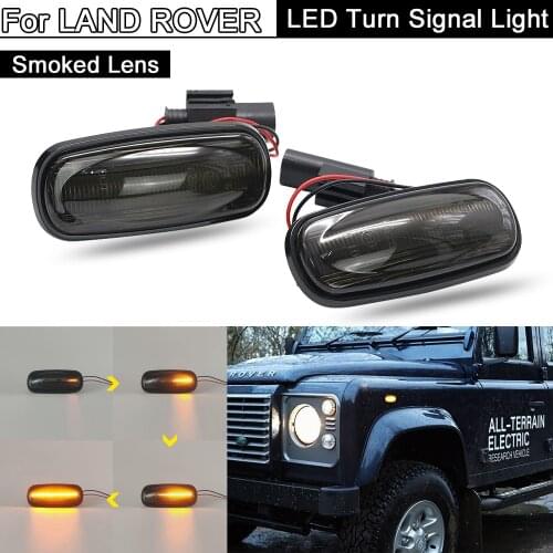 Smoked Lens LED Side Marker Light Dynamic Turn Signal Lamp For LAND ROVER Defender Td5 98-15 Freelander 02-05 Discovery2 99-04