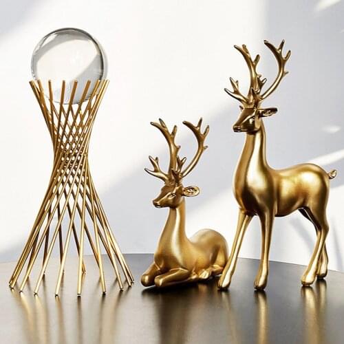 Crystal Ball With Metal Golden Stand Modern Ornaments Transparent Glass Globe Handicraft Home Decoration Collect Souvenirs Gift