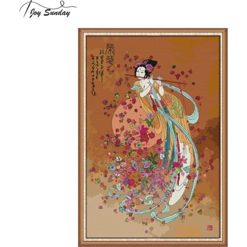 Joy Sunday Chinese Style Cross Stitch Patterns Classical Beauty Counted Cross Stitch Aida 14ct Embroidery Canvas DIY Needlework