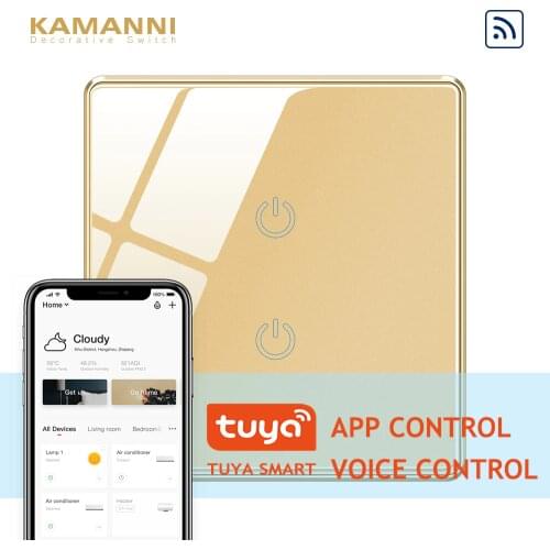 KAMANNI TUYA Smart WIFI Wall Home Switch Sensor Wireless Lights Switch Smart Timer Touch Switch Glass Panel Voice Switch Tactile