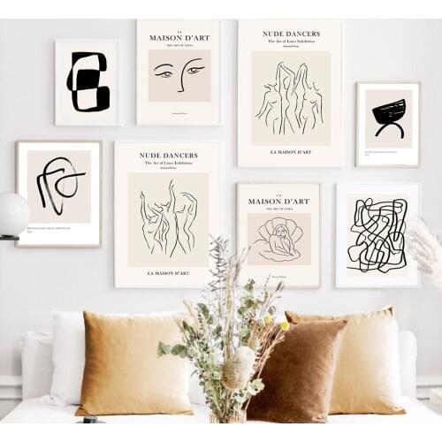 Line Ballet Girl Color Block Wall Art Canvas Painting Nordic Posters And Prints Abstract Wall Pictures For Living Room Decor