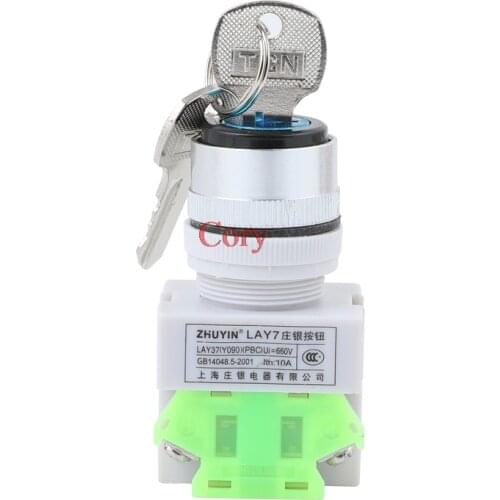 1PC 660V 10A 1NO 1NC (DPST) contact type 4 Pin Key Selector Locking 2/3 Position Push Button Switch Rotary Selector 22MM