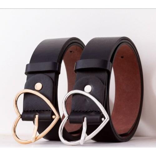 Korean version of the peach heart pendant ring love buckle belt casual PU leather wild pin buckle still belt