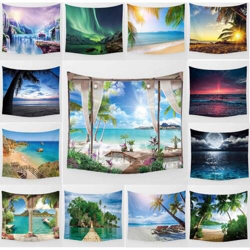 Beauty landscape beach sunset wall art tapestry background wall decoration bedroom rectangle wall haning tapestry large small