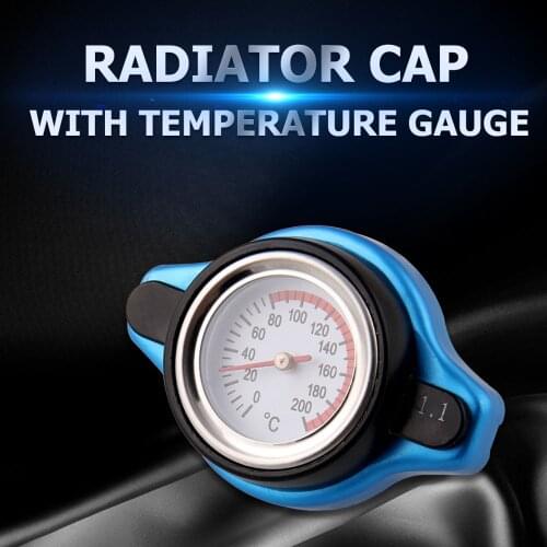 Car Motorcycle Radiator Cap Temperature Meter Thermostatic Gauge Water Tank Cover Improve Radiator Pressure Cooling Performance