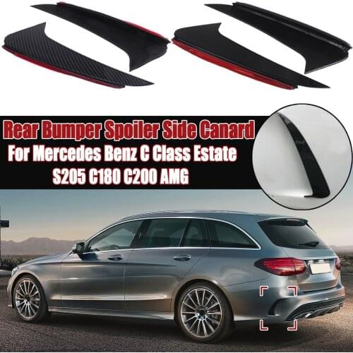 Left Right Rear Bumper Spoiler Side Canard For Mercedes for Benz C Class Estate S205 C180 C200 for AMG Gloss Black / Carbon Look