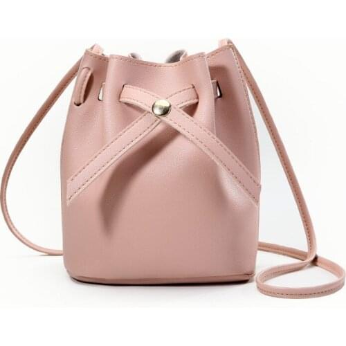 1pcs Small PU Lychee Crossbody Bucket Bag Women Casual Phone Handbag Purse Teenager Girl Shopping Travel Shoulder Messenger Bags