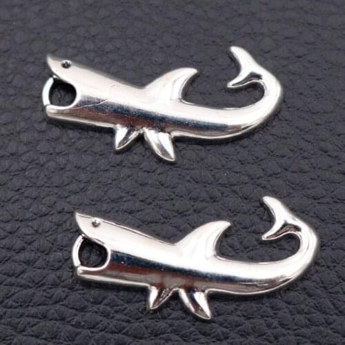 Fashion 30*13mm Metal Shark Pendant, Ocean Charms, Animal Charms, Hip Hop Style, DIY Jewelry Charms, Silver Plated A108 10pcs