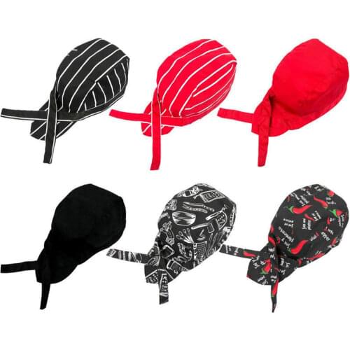 MUSEYA Fashion Chefs Hat Cap Kitchen Catering Skull Cap Ribbon Cap Turban Hotel Restaurant Canteen Bakery Cooking Caps