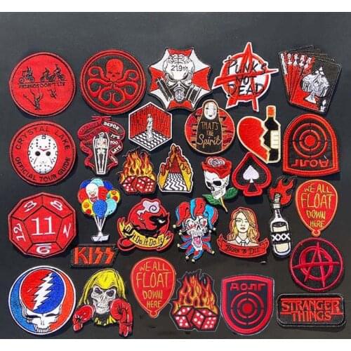 Prajna No Face Man Patch Stranger Things Embroidered Patches For Clothing Letter Badge Punk Skull Sticker On Clothes Applique