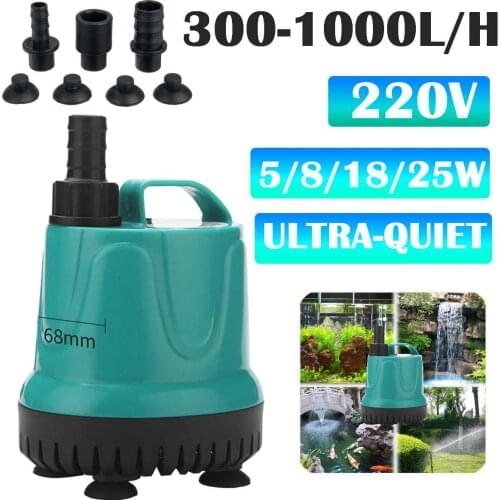 5/8/18/25W 220V Aquarium Water Pump Pet Craft Pumps Ultra-quiet Micro Submersible Fish Tank Pond Fountains Pool Pump