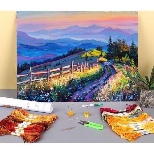 Landscape Quiet Evening Printed Water-Soluble Canvas 11CT Cross-Stitch Patterns Embroidery DMC Threads Craft Hobby Stamped