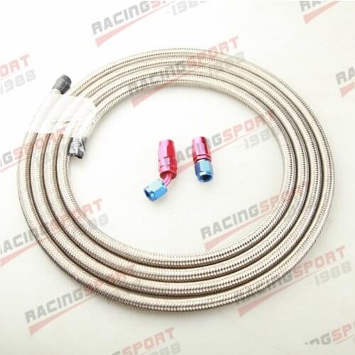 Stainless Steel Braided AN-12 Fuel Gas Line Hose 3M + Swivel Hose End Fitting