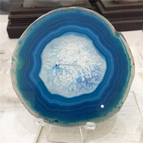 Natural Agate Geode Slice Blue Agate Polished Crystal Brazil Healing Reiki Stone Quartz Mineral As Gift