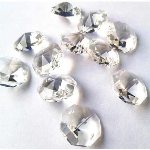 Top Quality Clear 22mm Crystal Octagon Beads in 2 holes For Crystal Chandelier Lamp Accessories Diy Crystal Ornament Home Decor