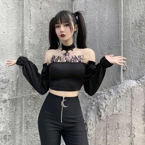 Palace Retro European and American Dark Wind Design Personality Chain Neck Jacket Joker Long Sleeve Navel Bottoming Shirt Vest