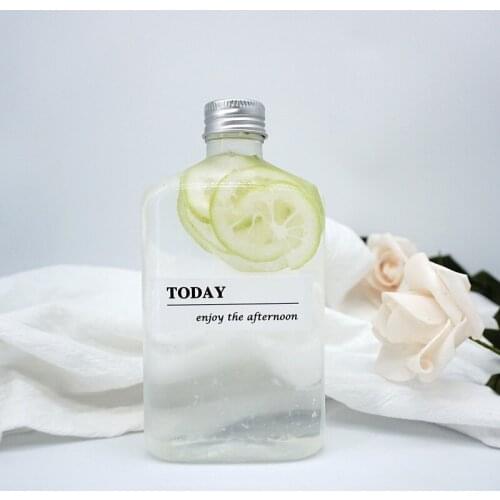 20pcs Net red flat bottle 300ml PET plastic cup square cold milk tea juice coffee bottles diy drinking favors packaging bottle