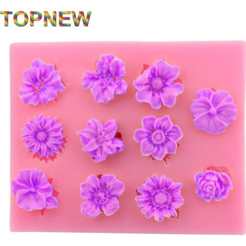 Various shapes of flower 3D silicone cake fondant decoration mold tools 2386