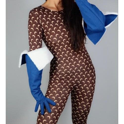 Blue Winter Medium Lengthen Gloves Warm Opera Noble Blue Long Big Sleeve Mittens Female Warm Cycling Driving Gloves