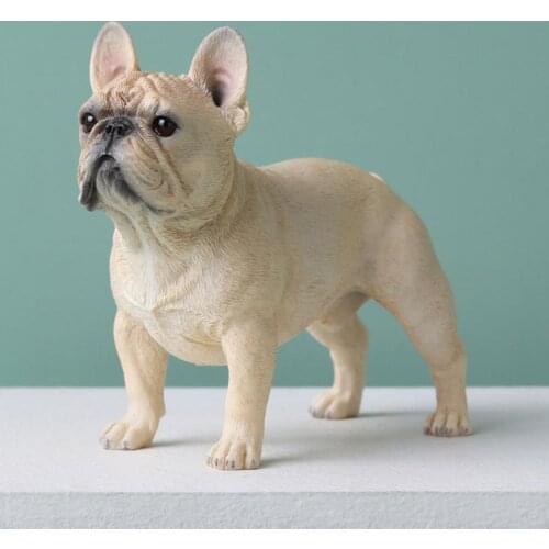 Bulldog Statue Hand Painted Vivid Details PVC Bulldog Puppy Standing Figurine Statue for Home Decor Tabletop Ornaments Model