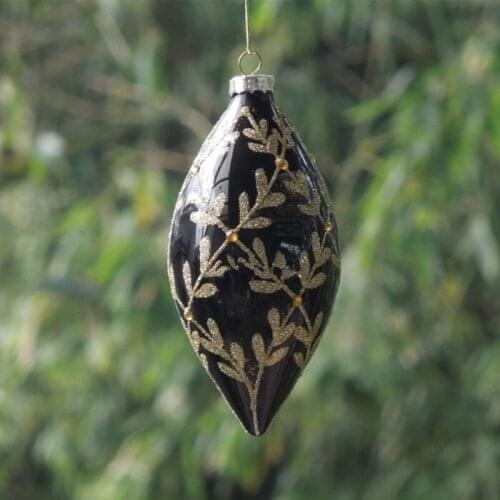 Free Shipping 2pcs/pack Black Series Cone Shaped Glass Pendant Christmas Tree Decorative Hanging Ornament