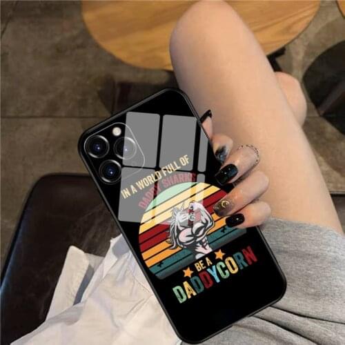 Unicorn Dad Birthday Masks Phone Case Glass Phone Case For iphone 12 11 Pro Max XS XR X 8 7 Plus SE2 Case