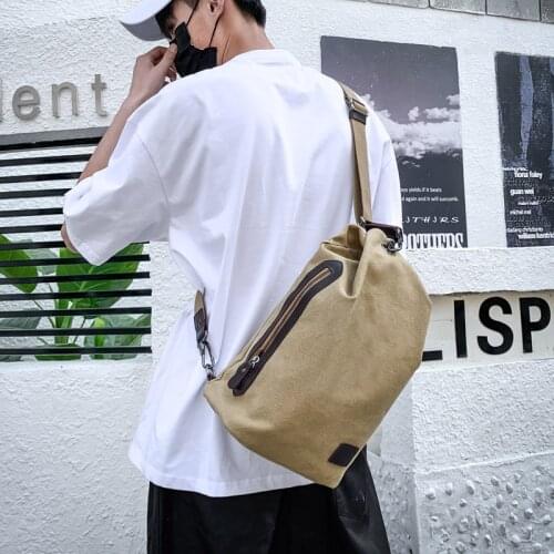 Men Shoulder Bag Leisure Canvas Crossbody Outdoor Chest Bag Travel Package Multifunction Male Solid Color Messengers Bag