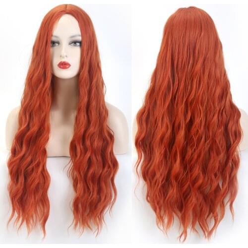 VDFD Ginger Orange Wig Long Curly Cosplay Wig Pink Loose Deep Wave Purple Party Costume Red Heat Resistant for Women
