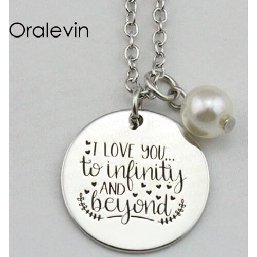 I LOVE YOU TO INFINITY AND BEYOND Inspirational Hand Stamped Engraved Custom Pendant Female Necklace Jewelry,10Pcs/Lot, #LN1776