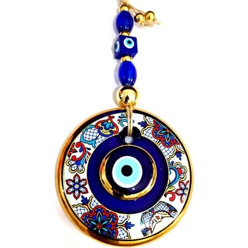 Yaldızllı Flower Pattern-Retro Evil eye bead-Handmade Glass Wall-Door Ornament