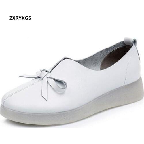 2021 New Fashionable Bow Nurse White Shoes Flat Soft Sole Comfortable Black Casual Shoes Woman Non-slip Wear Thick Bottom Flats