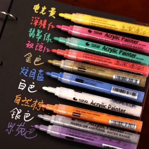 12PCS DIY album paste paste creative baby handmade accessories pen waterproof propylene STA marker pen paintbrush
