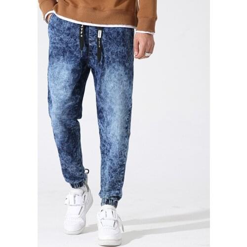 2021 Autumn New Mens Jogger Jeans Streetwear Stretched Casual Denim Pants Male Black Blue Big Size Baggy Harem Jean Trousers 8XL