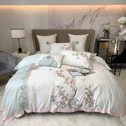 2021 Luxury 600TC Egyptian cotton Queen King Bedding Set 4/7pcs Bed cover Bedsheet Duvet Cover High-end sample room Bed set