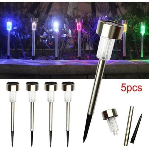 5PCS Stainless Steel Solar Powered LED Light Lawn Patio Pathway Landscape Garden Yard Walkway Lamp Outdoor LED Landscape Light