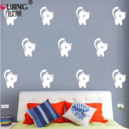 8.5*6cm*16pcs Cartoon Cute Bear Wall Stickers For Kids Child Rooms Wallpaper Home Decoration Self-adhesive Vinyl DIY Wall Decals