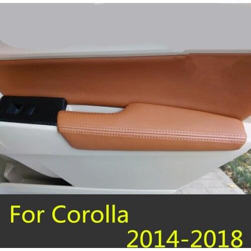8PCS Customized Microfibre Leather Interior Doors Panel Armrest Cover For Toyota Corolla 2014 15 16 17 2018 AAB074